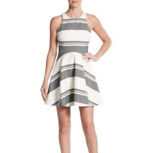 Elizabeth and James Grey and White Striped Dress